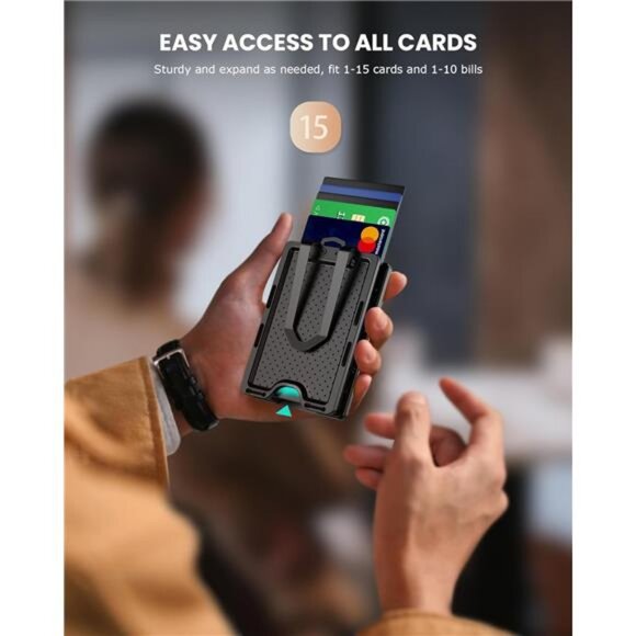 Mens Card Holder Slim Wallet Minimalist Wallet with ID Card Holder RFID Blocking - Picture 4 of 7